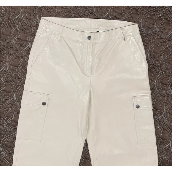 Bod & Christensen Patricia Leather Pants - cream - Sz 6 - Picture 5 of 10